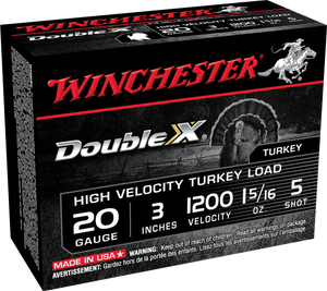 Winchester Double X Turkey Ammunition 20 Gauge 3" 1-5/16 oz #5 Copper Plated Shot Box of 10 Winchester Double X Turkey Ammunition 20 Gauge 3" 1-5/16 oz #5 Copper Plated Shot Box of 10