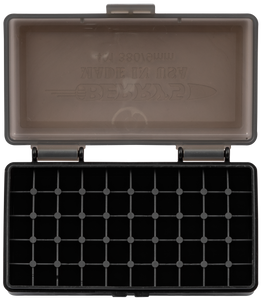 Berrys 19642 401 Ammo Box 9mm Luger,380 ACP 50rd Smoke Lid w/Black Bottom Berrys 19642 401 Ammo Box 9mm Luger,380 ACP 50rd Smoke Lid w/Black Bottom