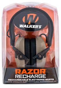Walker's GWPRSEMRC Razor Rechargeable Electronic Muff Polymer 21 dB Over the Head Black Adult
