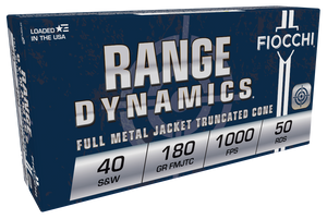 Fiocchi 40SWD Range Dynamics Pistol 40 S&W 180 gr Full Metal Jacket Truncated-Cone (TCFMJ) 50rd Bx Fiocchi 40SWD Range Dynamics Pistol 40 S&W 180 gr Full Metal Jacket Truncated-Cone (TCFMJ) 50rd Bx