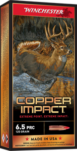 Winchester Copper Impact Ammunition 6.5 PRC 125 Grain Copper Extreme Point Polymer Tip Lead Free 20RD Winchester Copper Impact Ammunition 6.5 PRC 125 Grain Copper Extreme Point Polymer Tip Lead Free 20RD
