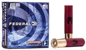 Federal F412RS Power-Shok Shotshell 410 Gauge 2.50" 1/4 oz Rifled Slug Shot 5 Per Box/ 50 Cs