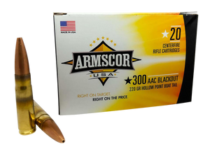Armscor FAC300AAC3N USA Competition 300 Blackout 220 gr Hollow Point Boat-Tail (HPBT) 20 Per Box/ 10 Cs Armscor FAC300AAC3N USA Competition 300 Blackout 220 gr Hollow Point Boat-Tail (HPBT) 20 Per Box/ 10 Cs