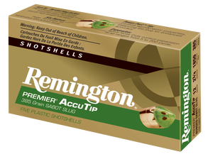 Remington Premier Ammunition 12 Gauge 2-3/4" 385 Grain AccuTip Bonded Sabot Slug with Power Port Tip Box of 5 Remington Premier Ammunition 12 Gauge 2-3/4" 385 Grain AccuTip Bonded Sabot Slug with Power Port Tip Box of 5