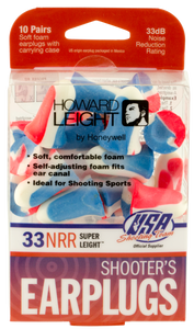 Howard Leight R01891 USA Shooters EarplugsFoam 33 dB In The Ear Red/White/Blue Adult 10 pair