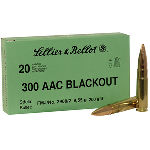 Sellier & Bellot Ammunition 300 AAC Blackout Subsonic 200 Grain Full Metal Jacket Sellier & Bellot Ammunition 300 AAC Blackout Subsonic 200 Grain Full Metal Jacket