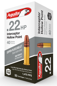 Aguila Interceptor Ammunition 22 Long Rifle 40 Grain Plated Lead Hollow Point