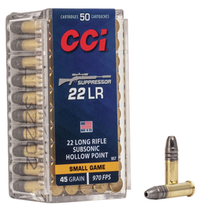 CCI 957 Suppressor Small Game 22 LR 45 gr Lead Hollow Point (LHP) 50 Per Box/ 100 Cs CCI 957 Suppressor Small Game 22 LR 45 gr Lead Hollow Point (LHP) 50 Per Box/ 100 Cs