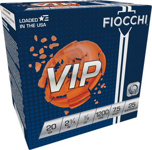 Fiocchi 20VIP75 Exacta Target VIP 20 Gauge 2.75" 7/8 oz 1200 fps 7.5 Shot 25ea Fiocchi 20VIP75 Exacta Target VIP 20 Gauge 2.75" 7/8 oz 1200 fps 7.5 Shot 25ea