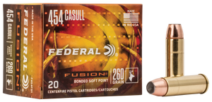 Federal Fusion Ammunition 454 Casull 260 Grain Bonded Jacketed Hollow Point 20RD Federal Fusion Ammunition 454 Casull 260 Grain Bonded Jacketed Hollow Point 20RD