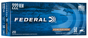 Federal Power-Shok Ammunition 222 Remington 50 Grain Soft Point Federal Power-Shok Ammunition 222 Remington 50 Grain Soft Point