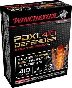Winchester PDX1 Defender Ammunition 410 Bore 3" 4 Disks over 1/3 oz BB Box of 10