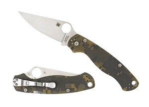 Spyderco C81GPCMOBK2 Para Military 23.44" Folding Drop Point Plain Black CPM S30V SS Blade Digital Camo G10 Handle Includes Pocket Clip