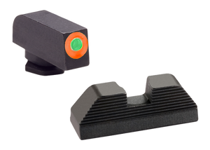 Ameriglo Hackathorn Night Sight Set Glock 42, 43, 43X Tritium Green Front with Orange Outline, Serrated Rear Ameriglo Hackathorn Night Sight Set Glock 42, 43, 43X Tritium Green Front with Orange Outline, Serrated Rear