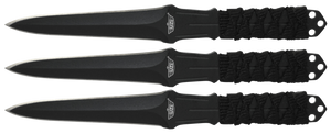Uzi Accessories UZKTRW003 Throwing Knives3" Fixed Straight Back Plain Black Stainless Steel Blade Black Nylon Cord Wrapped Handle Uzi Accessories UZKTRW003 Throwing Knives3" Fixed Straight Back Plain Black Stainless Steel Blade Black Nylon Cord Wrapped Handle