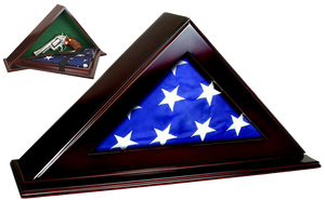 Peace Keeper PFC Patriot Flag CaseKey Entry Mahogany Stain Wood Holds 1 Handgun 22" W x 4.25" D x 11.50" H Peace Keeper PFC Patriot Flag CaseKey Entry Mahogany Stain Wood Holds 1 Handgun 22" W x 4.25" D x 11.50" H