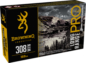 Browning Long Range Pro Match Ammunition 308 Winchester 168 Grain Sierra MatchKing Hollow Point Boat Tail 20RD Browning Long Range Pro Match Ammunition 308 Winchester 168 Grain Sierra MatchKing Hollow Point Boat Tail 20RD