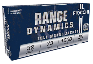 Fiocchi Range Dynamics Ammunition 32 ACP 73 Grain Full Metal Jacket Box of 50 Fiocchi Range Dynamics Ammunition 32 ACP 73 Grain Full Metal Jacket Box of 50