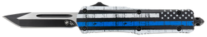 Templar Knife SBTB231 Back The Blue Gen II Small 2.69" OTF Tanto Plain Black Oxide Stonewashed 440C SS Blade/4.31" Black & White w/Blue Line Aluminum Handle Features Glass Breaker Includes Pocket Clip/Sheath Templar Knife SBTB231 Back The Blue Gen II Small 2.69" OTF Tanto Plain Black Oxide Stonewashed 440C SS Blade/4.31" Black & White w/Blue Line Aluminum Handle Features Glass Breaker Includes Pocket Clip/Sheath