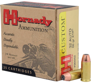 Hornady Custom Ammunition 32 ACP 60 Grain XTP Jacketed Hollow Point Box of 25 Hornady Custom Ammunition 32 ACP 60 Grain XTP Jacketed Hollow Point Box of 25