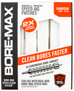 Real Avid AVBMPATCH4L Bore-Max Speed Jag Patches Refill 9mm/45 Cal Handgun 4"L Synthetic 250 Per Box Real Avid AVBMPATCH4L Bore-Max Speed Jag Patches Refill 9mm/45 Cal Handgun 4"L Synthetic 250 Per Box