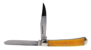 Cold Steel CSFLTRPRY Trapper3" Folding Clip/Spey Plain 8Cr13MoV SS Blade/Yellow w/Polished Bolsters Bone Handle Cold Steel CSFLTRPRY Trapper3" Folding Clip/Spey Plain 8Cr13MoV SS Blade/Yellow w/Polished Bolsters Bone Handle