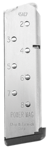 CMC Products 14131 Power MagStainless Steel with Black Base Pad Detachable 8rd 45 ACP for 1911 Government CMC Products 14131 Power MagStainless Steel with Black Base Pad Detachable 8rd 45 ACP for 1911 Government