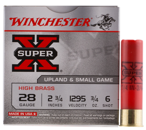 Winchester Super-X High Brass Ammunition 28 Gauge 2-3/4" 3/4 oz #6 Shot Box of 25 Winchester Super-X High Brass Ammunition 28 Gauge 2-3/4" 3/4 oz #6 Shot Box of 25