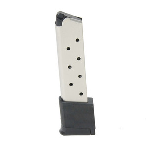 ProMag Colt 1911 Government Model 45 ACP 10rd Magazine Nickel Plated, Extended, Polymer Grip Extension Sleeve ProMag Colt 1911 Government Model 45 ACP 10rd Magazine Nickel Plated, Extended, Polymer Grip Extension Sleeve