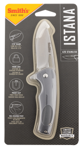 Smiths Products 51246 Istana2.75" Folding Drop Point Plain Satin 400 SS Blade/Gray Anodized Aluminum Handle Includes Pocket Clip Smiths Products 51246 Istana2.75" Folding Drop Point Plain Satin 400 SS Blade/Gray Anodized Aluminum Handle Includes Pocket Clip