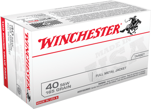 Winchester USA Ammunition 40 S&W 165 Grain Full Metal Jacket Flat Nose Winchester USA Ammunition 40 S&W 165 Grain Full Metal Jacket Flat Nose