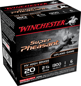 Winchester Ammo X20PH6 Super Pheasant Magnum High Brass 20 Gauge 2.75" 1 oz 1300 fps 6 Shot 25ea Winchester Ammo X20PH6 Super Pheasant Magnum High Brass 20 Gauge 2.75" 1 oz 1300 fps 6 Shot 25ea