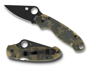 Spyderco C223GPCMOBK Para 32.95" Folding Drop Point Plain Black DLC CPM S30V SS Blade Camo G10 Handle Includes Pocket Clip Spyderco C223GPCMOBK Para 32.95" Folding Drop Point Plain Black DLC CPM S30V SS Blade Camo G10 Handle Includes Pocket Clip