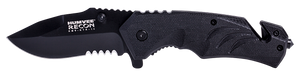 Humvee Adventure Gear HMVKTR15 Tactical Recon3" Folding Drop Point Part Serrated Black Stainless Steel Blade/Black Textured Features Glass Breaker/Seat Belt Cutter Includes Pocket Clip Humvee Adventure Gear HMVKTR15 Tactical Recon3" Folding Drop Point Part Serrated Black Stainless Steel Blade/Black Textured Features Glass Breaker/Seat Belt Cutter Includes Pocket Clip