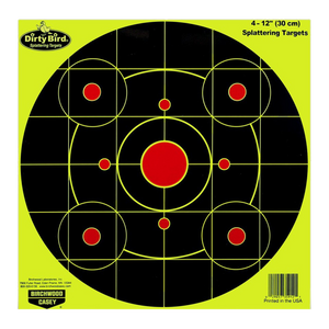 Birchwood Casey 35912 Dirty Bird Sight-In Circle Paper Hanging Pistol/Rifle 12" Black/Red 4 Per Pkg
