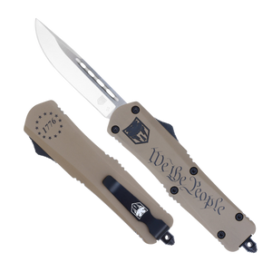CobraTec Knives MWTPFS3DNS FS-3 We The People Medium 3" OTF Drop Point Plain D2 Steel Blade Tan w/"We The People" Aluminum Cerakoted Handle Features Glass Breaker Includes Pocket Clip CobraTec Knives MWTPFS3DNS FS-3 We The People Medium 3" OTF Drop Point Plain D2 Steel Blade Tan w/"We The People" Aluminum Cerakoted Handle Features Glass Breaker Includes Pocket Clip