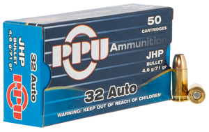 PPU PPD32A Defense Handgun 32 ACP 71 gr Jacketed Hollow Point (JHP) 50rd Bx PPU PPD32A Defense Handgun 32 ACP 71 gr Jacketed Hollow Point (JHP) 50rd Bx