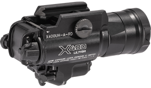 SureFire X400UHARD X400UH Weapon Light w/Laser 1000 Lumens/5mW Output White LED Light Red Laser 213 Meters Beam Universal/Picatinny Rails Mount Black Anodized Aluminum SureFire X400UHARD X400UH Weapon Light w/Laser 1000 Lumens/5mW Output White LED Light Red Laser 213 Meters Beam Universal/Picatinny Rails Mount Black Anodized Aluminum