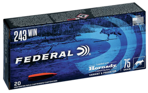 Federal V243VM75 Federal Varmint & Predator 243 Win 75 gr Hornady V-Max (VMX) 20 Per Box/ 10 Cs Federal V243VM75 Federal Varmint & Predator 243 Win 75 gr Hornady V-Max (VMX) 20 Per Box/ 10 Cs