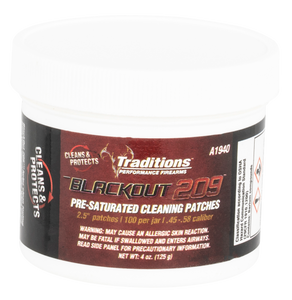 Traditions Blackout 209 Black Powder Cleaning Patches 45-58 Caliber 2.5" Jar of 100 Traditions Blackout 209 Black Powder Cleaning Patches 45-58 Caliber 2.5" Jar of 100