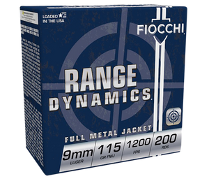 Fiocchi 9ARD Range Dynamics Pistol 9mm Luger 115 gr FMJ200 Per Box/ 5 Cs Fiocchi 9ARD Range Dynamics Pistol 9mm Luger 115 gr FMJ200 Per Box/ 5 Cs