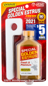 Wildlife Research 4054 Special Golden Estrus Buck Lure Deer Attractant Doe In Estrus Scent 4 oz Bottle Wildlife Research 4054 Special Golden Estrus Buck Lure Deer Attractant Doe In Estrus Scent 4 oz Bottle