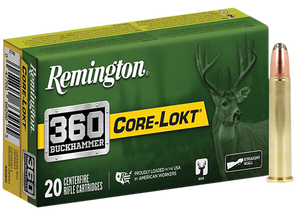 Remington Core-Lokt Ammunition 360 Buckhammer 200 Grain Jacketed Soft Point 20RD Remington Core-Lokt Ammunition 360 Buckhammer 200 Grain Jacketed Soft Point 20RD