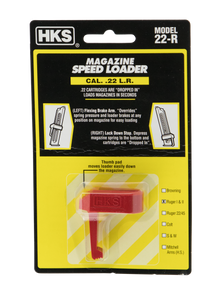HKS 22R Speed Mag Loader Made of Plastic with Red Finish for 22 LR Ruger Mark I, Mark II HKS 22R Speed Mag Loader Made of Plastic with Red Finish for 22 LR Ruger Mark I, Mark II