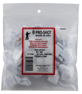 Pro-Shot 341000 Cleaning Patches22/17 Cal 0.75" Cotton Flannel 1000 Per Bag Pro-Shot 341000 Cleaning Patches22/17 Cal 0.75" Cotton Flannel 1000 Per Bag