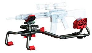 Birchwood Casey BSR Bravo Shooting Rest made of Black Steel with Red Accents, Non-Slip Rubber Feet, Bullseye Bubble Leve & Low Profile Design