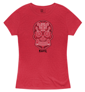 Magpul MAG12186122XL Sugar Skull Women's Red Heather Cotton/Polyester Short Sleeve 2XL Magpul MAG12186122XL Sugar Skull Women's Red Heather Cotton/Polyester Short Sleeve 2XL
