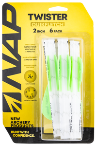 NAP NAP60638 Quickfletch Twister Fletching White/Green/Green 6 Pk NAP NAP60638 Quickfletch Twister Fletching White/Green/Green 6 Pk