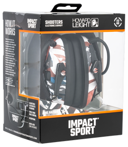 Howard Leight R02530 Impact Sport Electronic Muff 22 dB Over the Head Classic One Nation Adult 1 Pair Howard Leight R02530 Impact Sport Electronic Muff 22 dB Over the Head Classic One Nation Adult 1 Pair