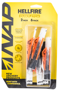 NAP NAP60034 Quickfletch Hellfire Fletching White/Orange/Orange 6 Pk NAP NAP60034 Quickfletch Hellfire Fletching White/Orange/Orange 6 Pk
